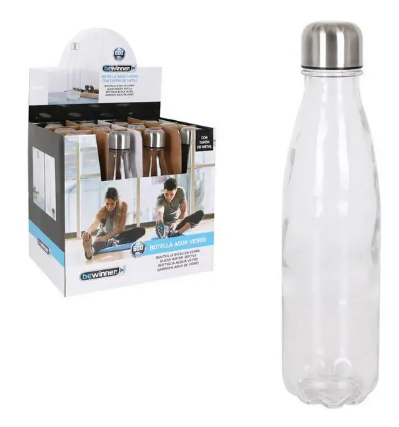 Vattenflaska Bewinner Glas Transparent 600 ml
