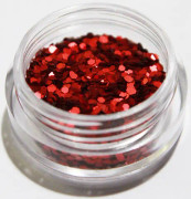 Nagelglitter - Hexagon - Röd matt - 8ml - Glitter