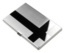 Slimmad korthållare i rostfritt stål "Crossroads" - Silver