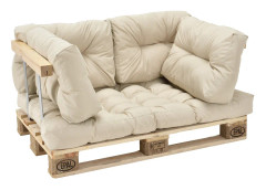[en.casa]® Kudde set till lastpall - beige (1 sitt-, 4 ryggkuddar)
