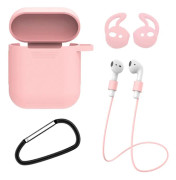 Apple AirPods 1/2 4-i-1 Fodral Halsrem Earhooks Rosa