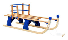 Hopfällbar kälke med ryggstöd trä 110 cm
