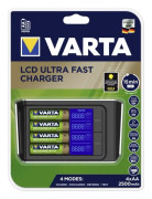 Varta LCD Ultra Snabb Laddare med 4 AA Batterier & Billaddare