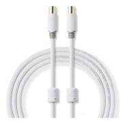 Koaxialkabel 100 dB | IEC-hane (koaxial) - IEC-hona (koaxial) | 5.0 m | Vit