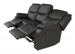 Soffa Recliner Alba 3-sits - Svart Konstläder