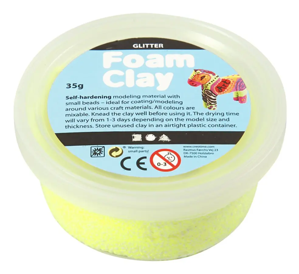 Foam Clay - Gul - Glitter - 35 g