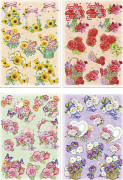 3D Motiv - 21 x 30 cm - Blommor - 4 ark