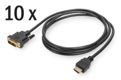 ASSMANN - Adapterkabel - HDMI hane till DVI-D hane - 2 m - svart - stöd för 1080p (paket om 10)