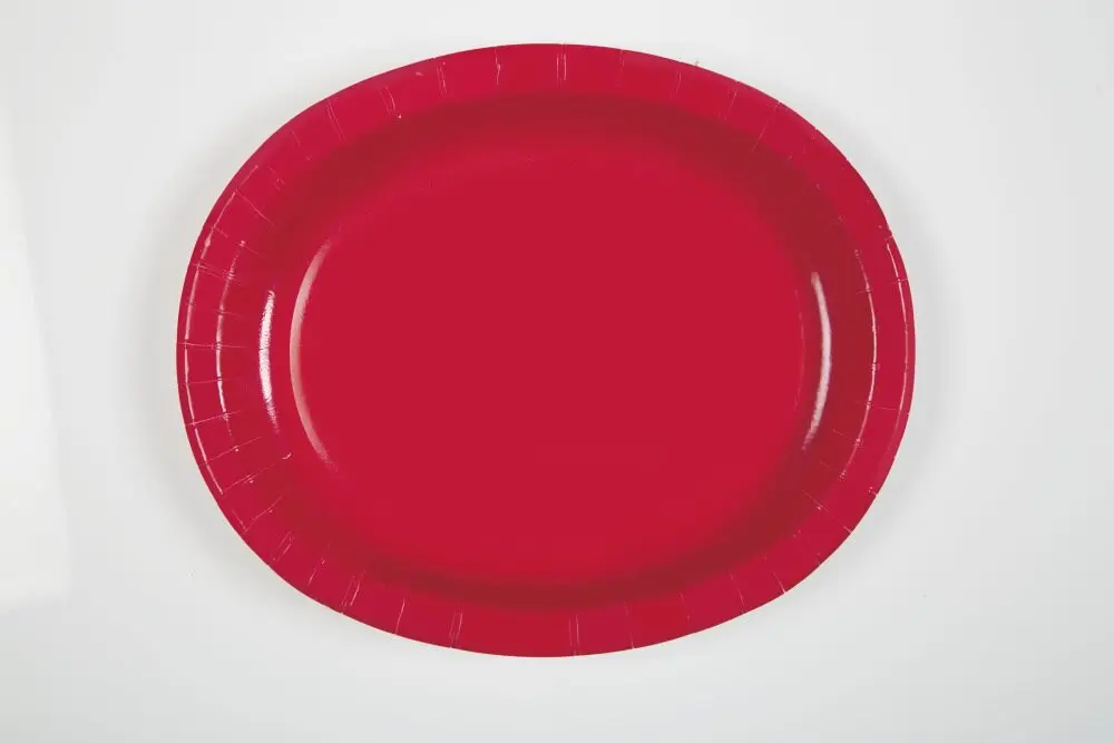 8 ovala röda brickor - Kollektion Basfärger