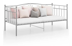 Sängram bäddsoffa grå metall 90x200 cm