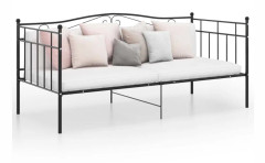 Sängram bäddsoffa svart metall 90x200 cm