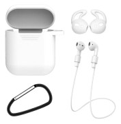 Apple AirPods 1/2 4-i-1 Fodral Halsrem Earhooks Vit