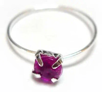 Barnring Silverpläterad Cerise sten