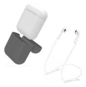 Airpod Silikon Fodral + Hörlur Straps & Handlovsrem Apple GRÅ