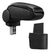 [pro.tec]® Armstöd till Nissan Micra 3 K12 med integrerat fack - konstläder - svart med vit söm