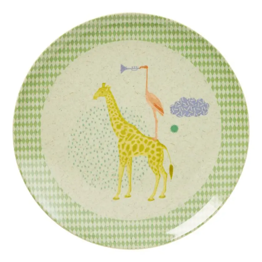 Rice, Bambu och Melamin Tallrik Animal Print