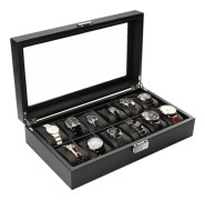 Watchbox / Klockbox 12 klockor Carbon Lyxmodell i svart CW012