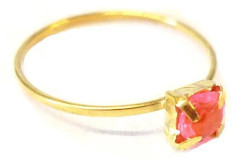 Barnring Guldpläterad Rosa sten