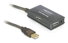 82748 - DeLock USB 2.0 Extension Cable 10 m active with 4 port Hub - Hubb - 4 x USB 2.0