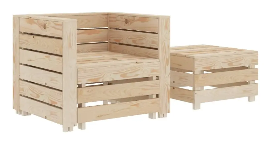 Pallsoffa set 2 delar trä