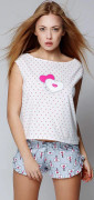 Smile pyjamas rosa, ecru och grå, XL