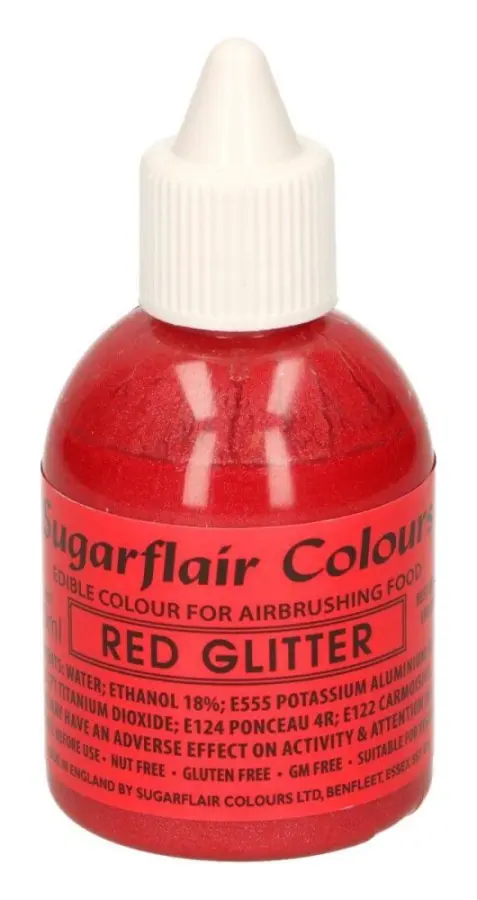 Sugarflair Airbrush Colouring -Glitter Red- 60 ml