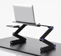 Vikbart Laptopbord med musmatta och fläkt - Svart