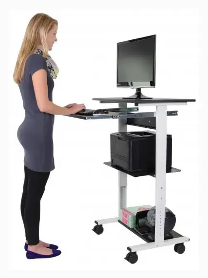 Skrivbord med fast höjd med tangentbordshylla 75 cm