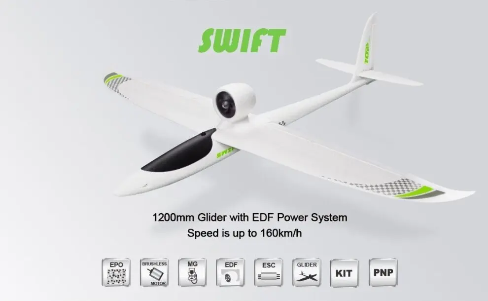 TOPRC Swift 1200mm Wingspan EPO Sport 160KM / H 64mm EDF PlaneRC Flygplan PNP
