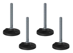 Rostfri avställningsfot M16x150x100mm plastfot med hål1500kg - Set om