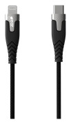 GEAR Laddkabel PRO USB-C till Lightning C94 1.5m Svart Kevlarkabel med Metallkopplingar