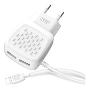XO L51 Väggladdare (2,1A) 2x USB + Lightning-kabel, Vit