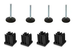 M10x50 zinkfot med 80mm, bas + insatser 30x30x1,5mm -Set om 4