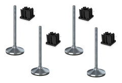 Rostfri fot 16x230x100mm, plast med hål+insatser 50x50x2,0mm -Set om 44
