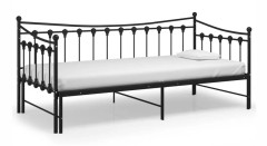 Utdragbar sängram bäddsoffa svart metall 90x200 cm