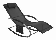 SoBuy Solsängar för utomhusbruk 63x150x87cm - Gungstolar | Svart OGS28-SCH