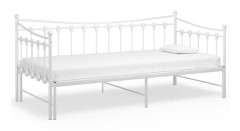 Utdragbar sängram bäddsoffa vit metall 90x200 cm
