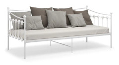 Sängram bäddsoffa vit metall 90x200 cm