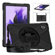 Samsung Galaxy Tab S7 FE T730 T736 Skal med Handgrepp och Strap Svart
