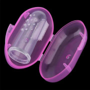 Mjuk silikon-finger tandborste, tänder gummi massager med box för baby