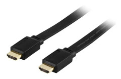 Deltaco ultratunn HDMI-kabel guldpläterad svart, 0.5m