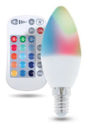 Fjärrkontrollstyrd LED-Lampa med RGB, E14, C37, 5W