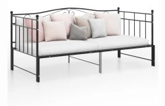 Utdragbar sängram bäddsoffa svart metall 90x200 cm