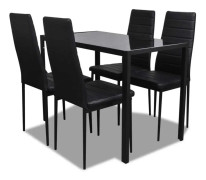 vidaXL Matgrupp 5 delar svart