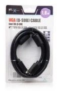 NATEC NKA-0353, 1,8 m, VGA (D-Sub), VGA (D-Sub), Hankoppling, Hankoppling, Svart