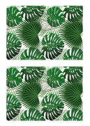Set med 2 exotiska placemats - 100% vinyl - 35 x 49,5 cm - Djungelmönster 6 - Grön och vit
