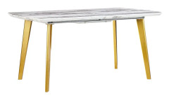 Matbord Marmor Effekt MDF Gulda Ben Hopfällbar Skiva Rektangulär 160/200 x 90 cm Modern Design