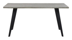 Matbord Grå Trä Bordsskiva 160 x 90 cm Svarta Metallben Kök