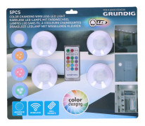Grundig batteridrivna Spotlights LED RGB med fjärrkontroll - 4-pack