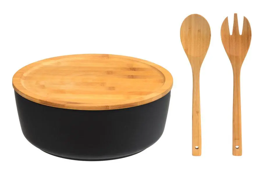 - Salladskål med bestick i Bambu - Ø28x10,5 cm (Utgått)